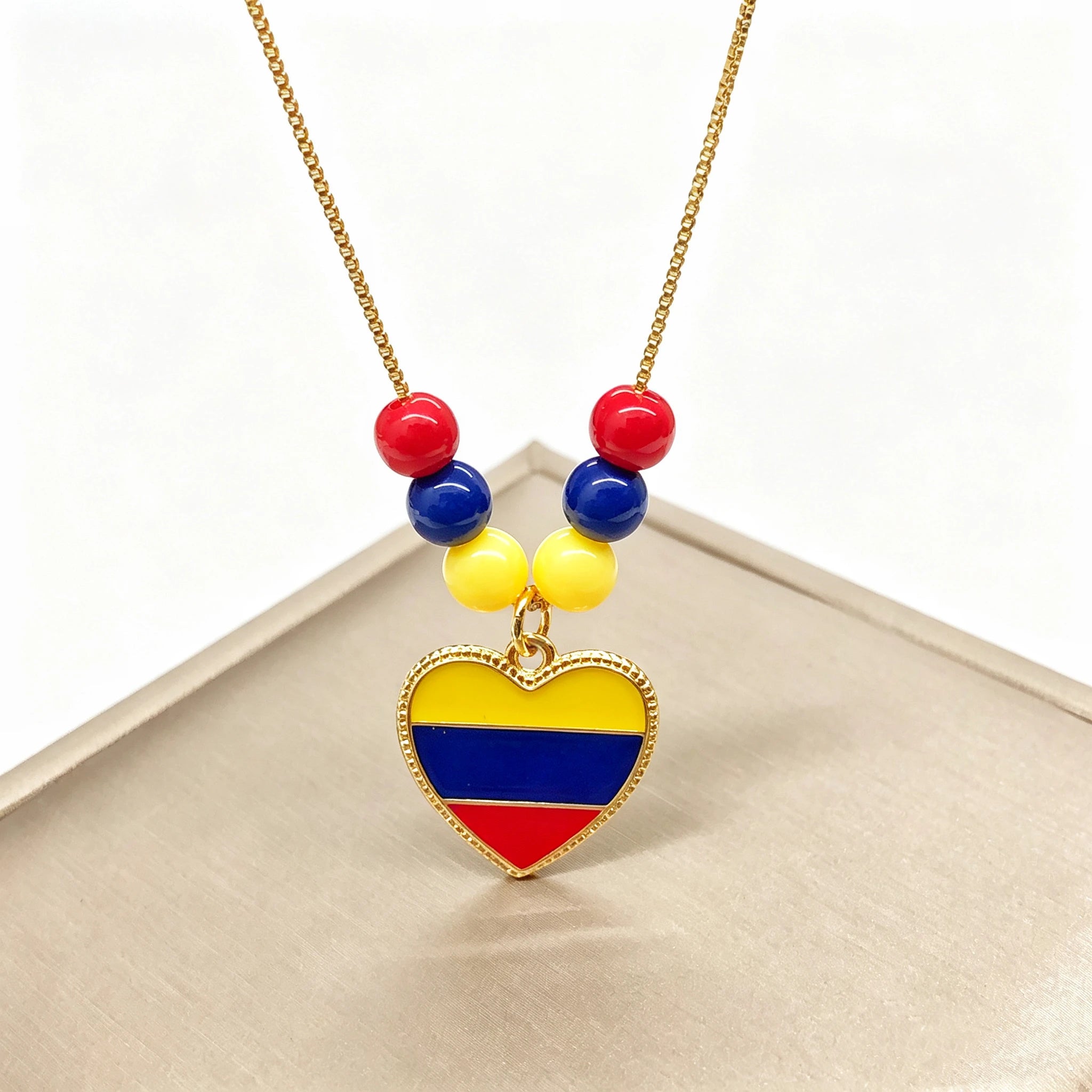 Hot Sale Enamel Art Venezuela Colombia Flag Cross Violin Bird Necklace Gift for Man Woman Daily Party Patriotic Jewelry Choker Qme 9 45cm