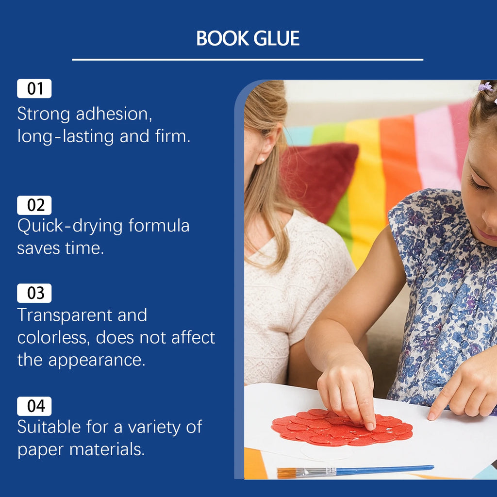 JUE FISH Book Glue: Strong Adhesion Quick-Drying Formula Long-Lasting Firm Bond for Various Paper Materials Qme