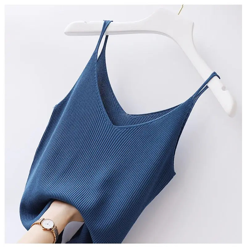 Large Suspender Vest Inner Bottom V-neck Ice Silk Sexy Short Thread Qme SL M