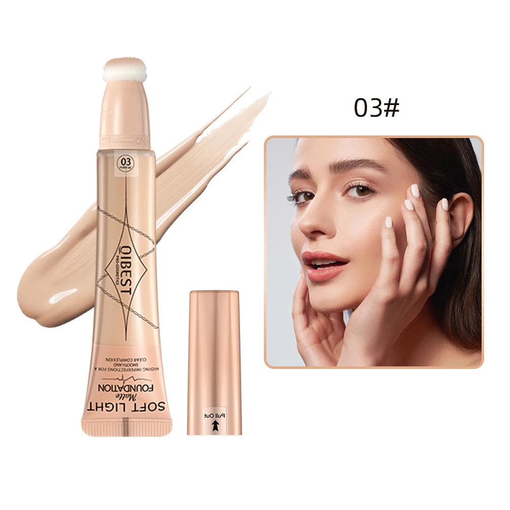 QIBEST Liquid Foundation Cream Waterproof Lasting Oil-control Cover Acne Base Cream Makeup Moisturize Matte Concealer 4 Colors Qme 03