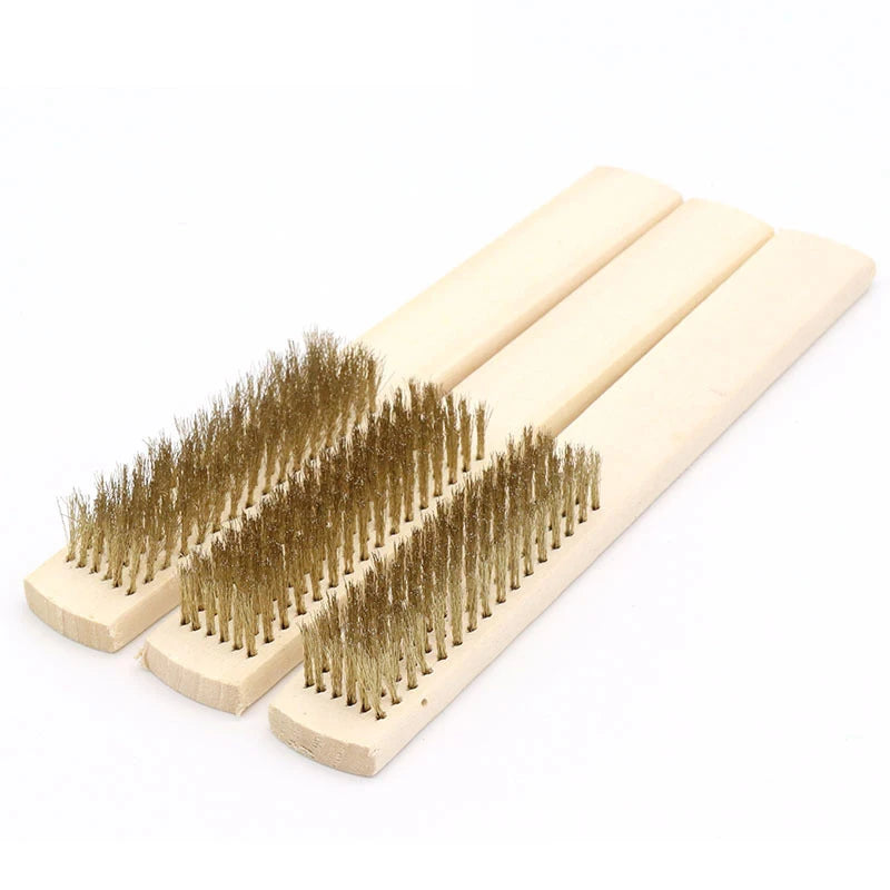 Wood Handle Brass Wire Copper Brush Industrial Devices Surface Inner Qme