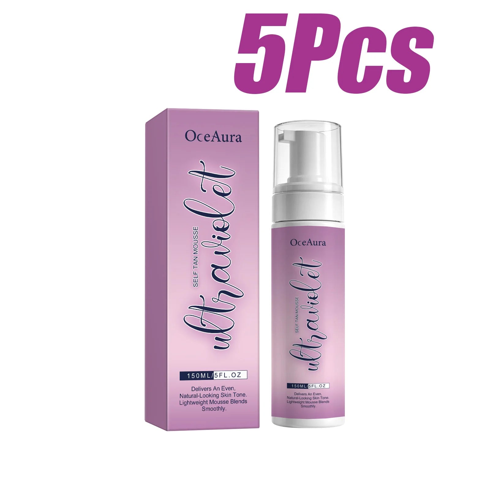 Self Tan Mousse Sunless Tanning Foam Natural Bronzing Sunless Tanner for Body Instant Glow Moisturizing Foam Help Darken Glowing Qme 5 x 150ml Boxed