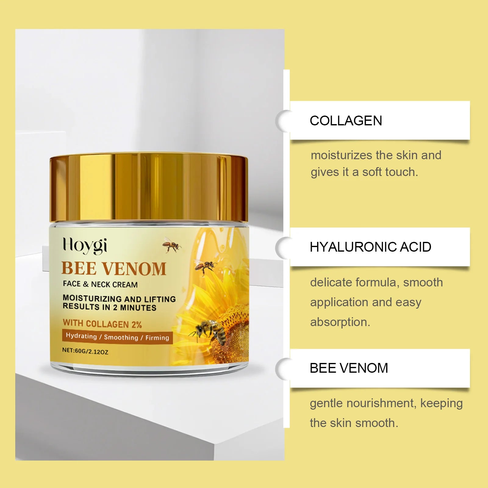Bee Venom Firming Cream Reduce Fine Line Lifting Face Moisturizer Tightened Skin Smoothing Anti-Aging Firming Neck Lotion Qme