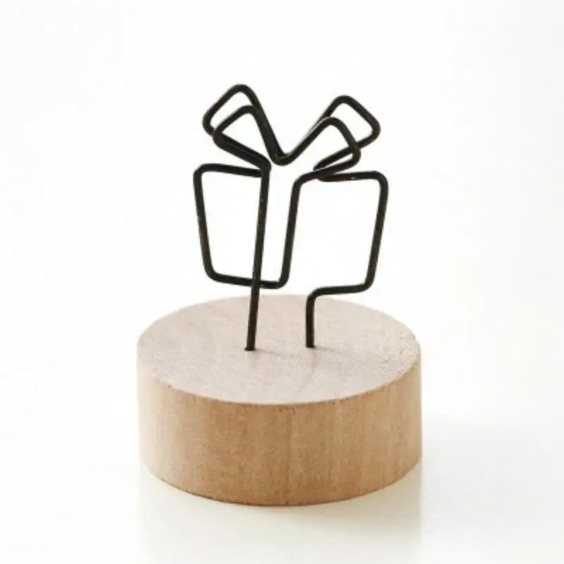 Mini Wooden Base Metal Photo Holders Creative Design Decor Photos Qme O