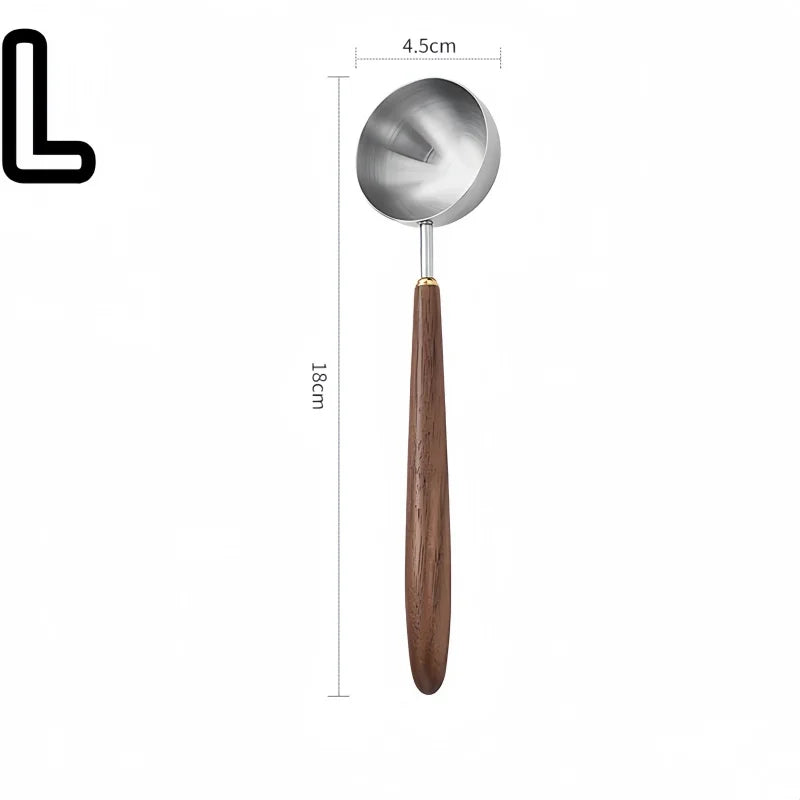 Walnut Coffee Spoon Stainless Steel Long Handle Measuring Kitchen Qme L