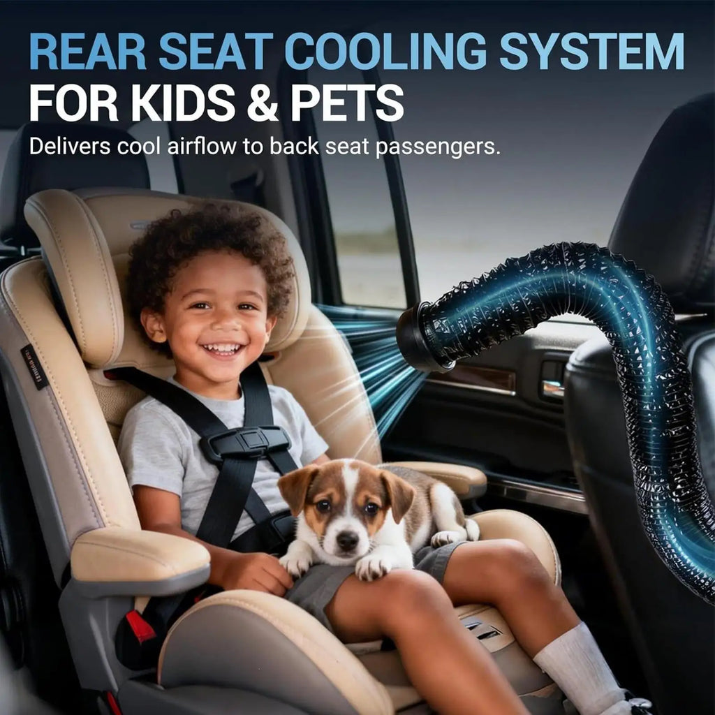Car AC Vent Extender for Backseat with USB Airflow Fan 3 Meters Auto AC Vent Extender for Kids Pets SUV Truck Sedan Pickup Van Qme