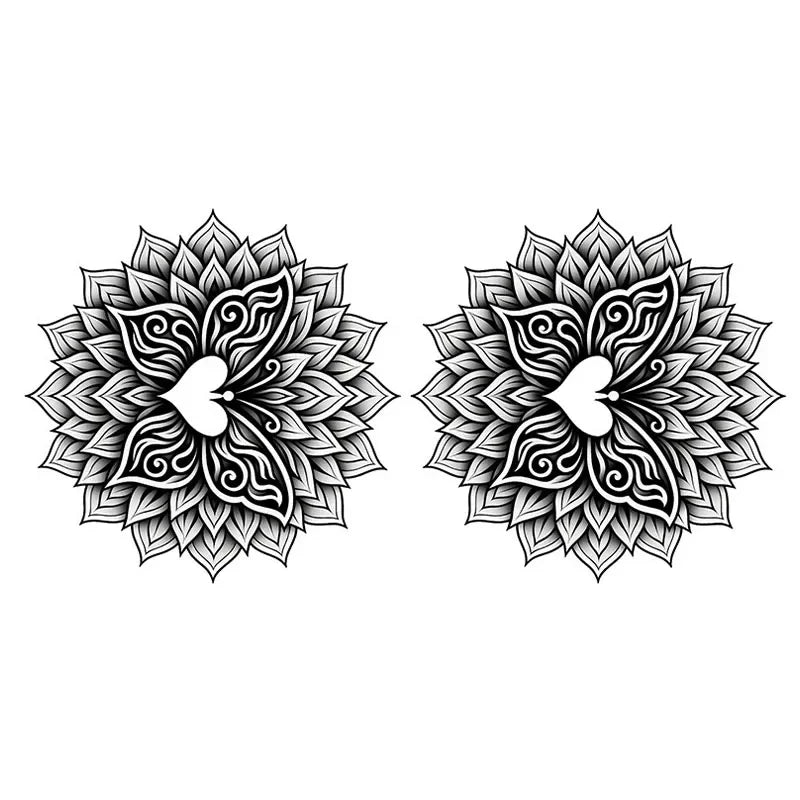 Sexy trend chest tattoo stickers love round nipple stickers waterproof and sweat-proof pure black temporary stickers Qme