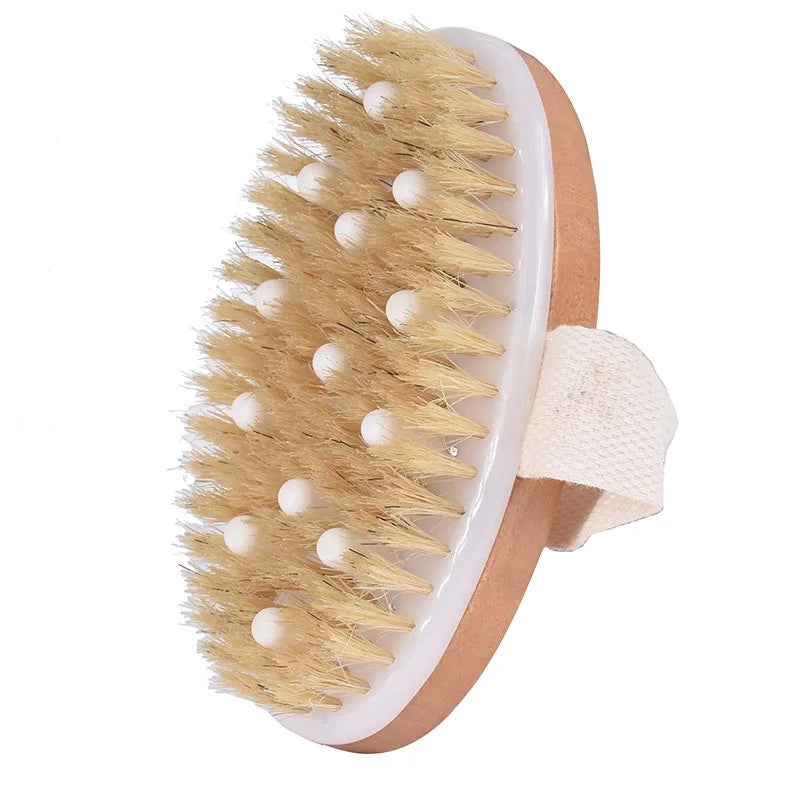Dry Brushing Body Brush Natural Bristle Exfoliating Massage Nodes Qme 1Pc B