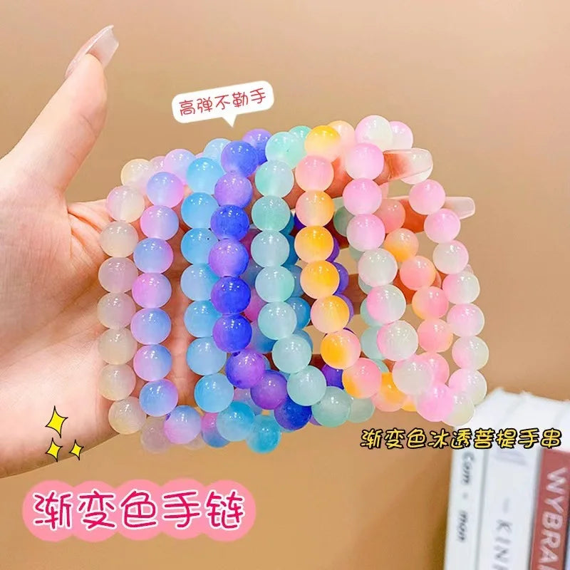 Chinese Imitation Bodhi Plate Playing Bracelet Girl Gradient Glass Bead Bracelet for Unisex Present DIY Jewelry Wholesale Qme