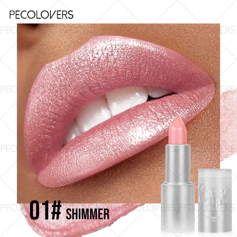 Glitter Lipstick Shiny Charming Lips Waterproof Sweatproof Suitable Qme 01