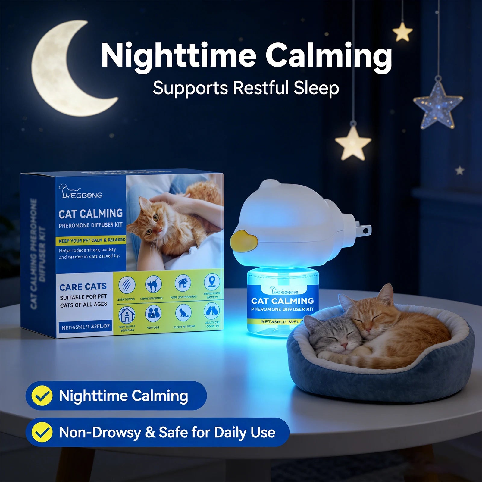 Cat Calming Pheromone Diffuser Kit Effectively Relieve Anxiety Help Pets Relaxing Long-Lasting Sedative Pet Cat Calming Solution Qme