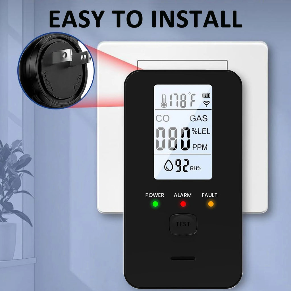 Combination Natural Gas Detector & Carbon Monoxide Detector, 4-in-1 Carbon Monoxide Alarm,Propane,Methane for Home,RV,Apartment Qme