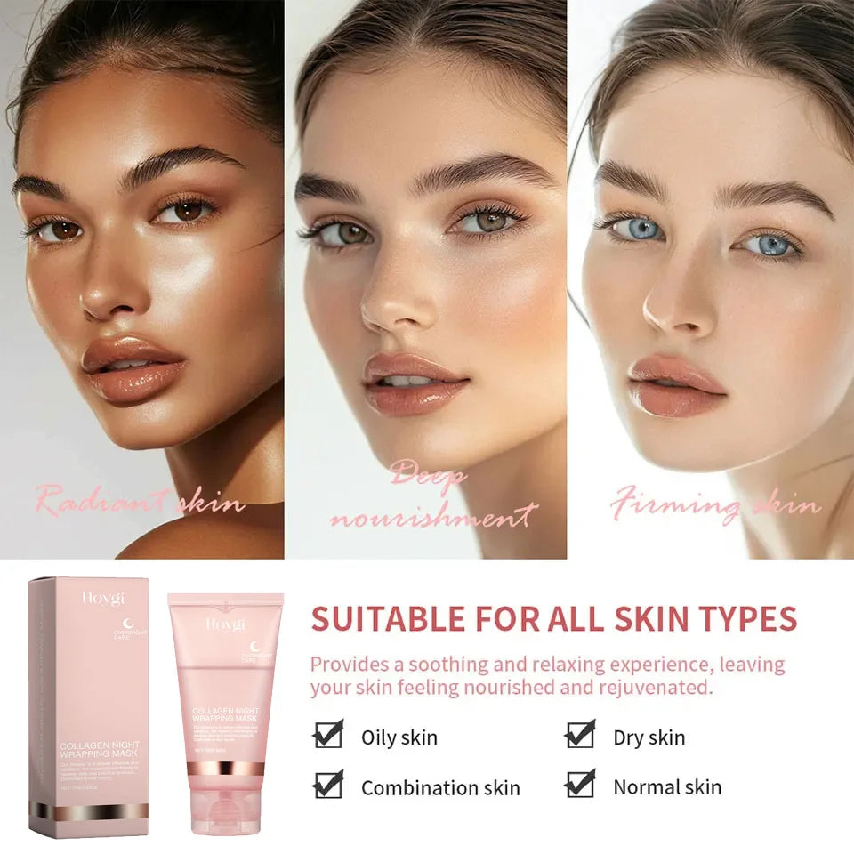 Deep Collagen Mask Peel Off Mask Anti Wrinkle Lifting Face Skin Care Masks Bio Pack Night Wrapping Woman Overnight Skin Hydrates Qme
