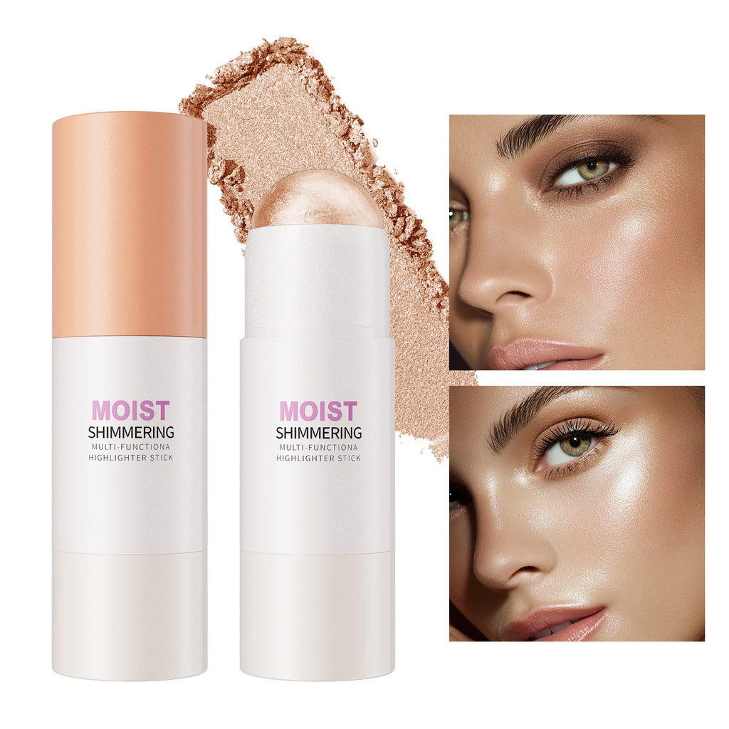 Natural Brightening 1pc Highlighter Stick Natural Brightening Face Contour & Highlight Makeup, Medium Coverage, Water-Resistant Qme