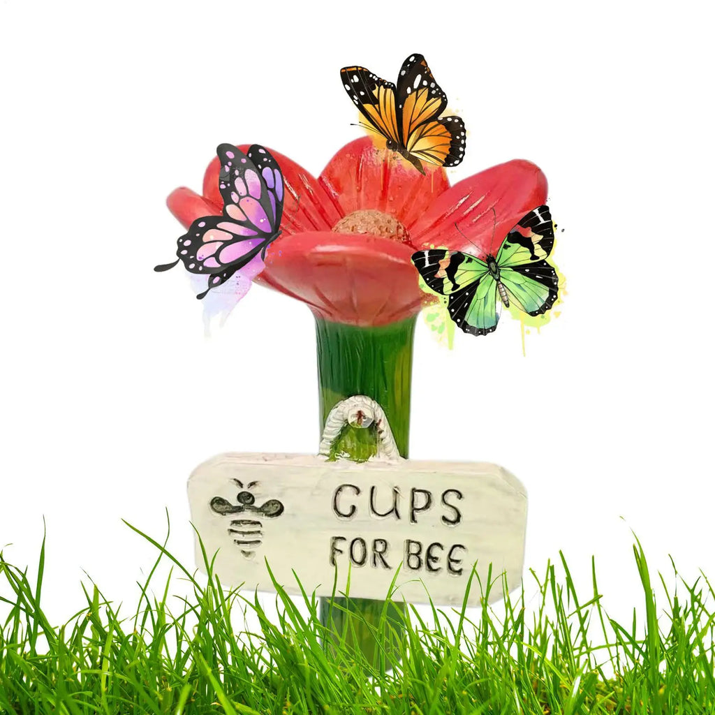 Bee Waterer Flower Shaped Bee Feeder Drinking Cups Hygienic Colorful Thirsty Pollinators Feeder Cups for Garden Lawn Patio Farm Qme