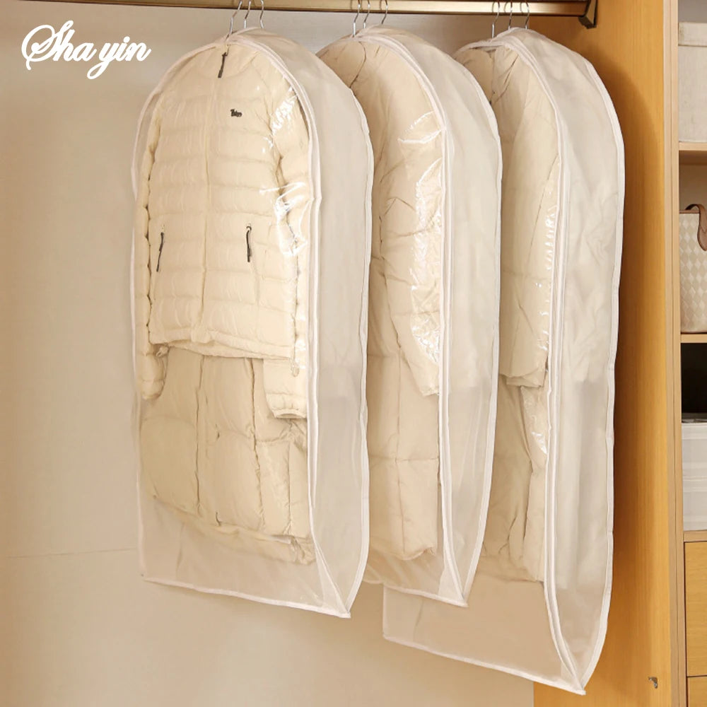 Wardrobe Organizer Bags Down Jacket Air Compression Hanging Bag with Zipper Clothes Dust Cover Bag Save Space Cloth Storage Bag Qme