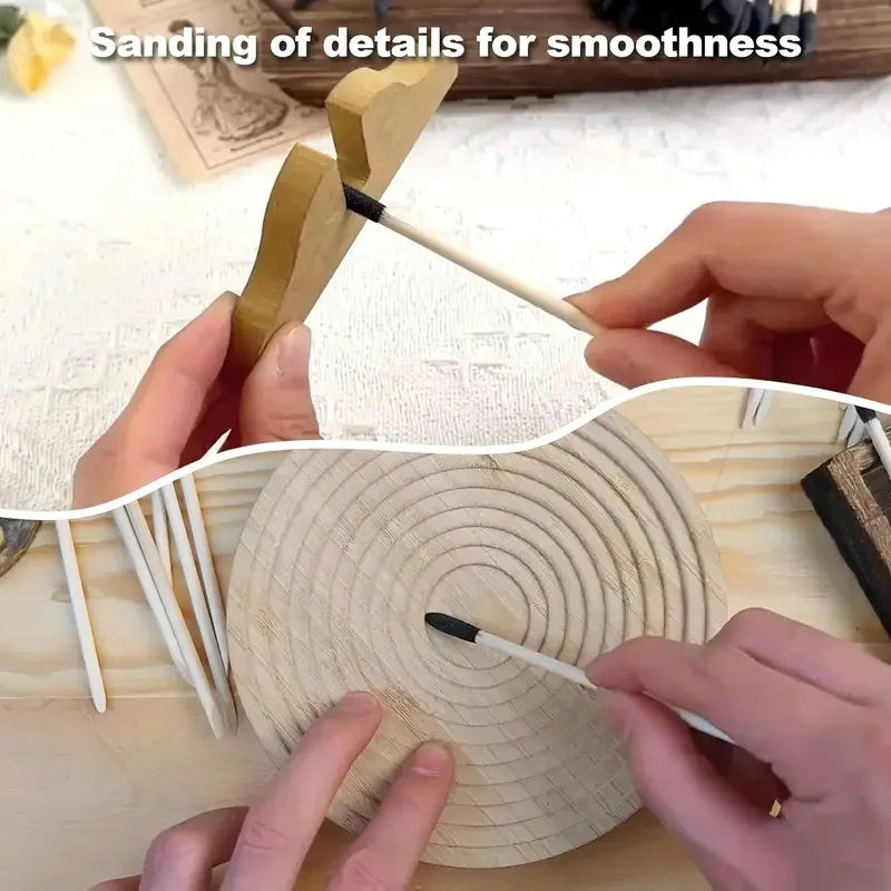 10/20pc Dual-Purpose Sanding Sticks - Precision Frosted Tips & Flat Head - Ideal for Crafts & Model Making Qme