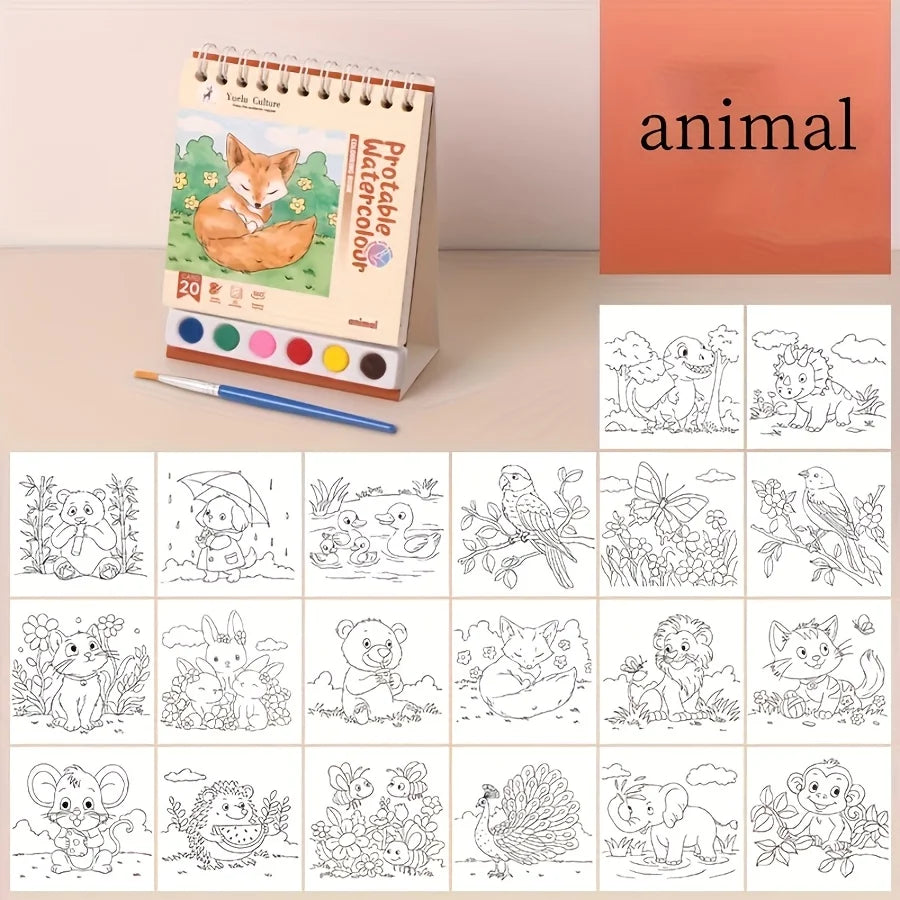 20 sheet watercolor sketchbook set, colorless leaves, suitable for creative drawing boards of students and professionals Qme animal