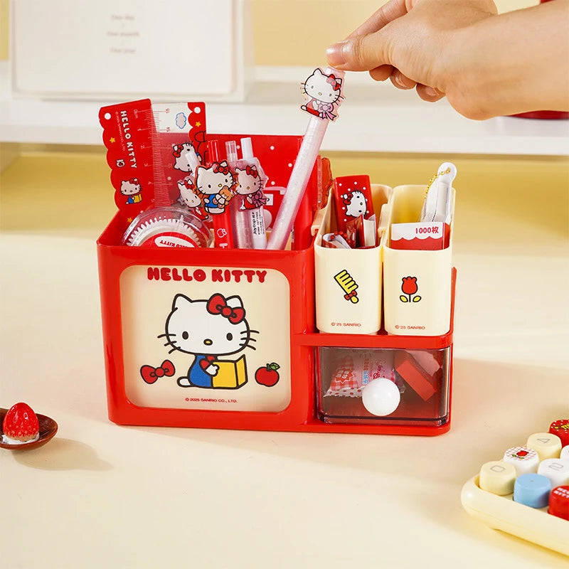 Hello Kitty Multifunctional Stationery Pencil Holder Simple and Cute Storage Box for Students' Desks Qme