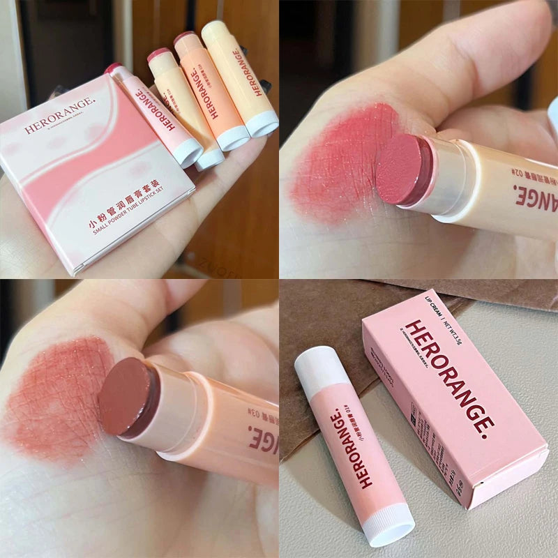 Colored Moisturizing Lip Balm Set Makeup Jelly Almond Coffee Lip Tint Nude Rose Black Tea Lipstick Primer Colorless Lip Care Qme