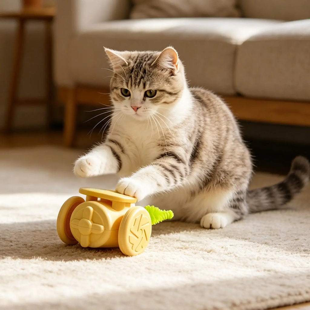 Indoor Cat Toys Rechargeable Tail-Swaying Teaser Automatic Obstacle Avoidance Cat Toy For Small Medium Large Indoor Outdoor Home Qme