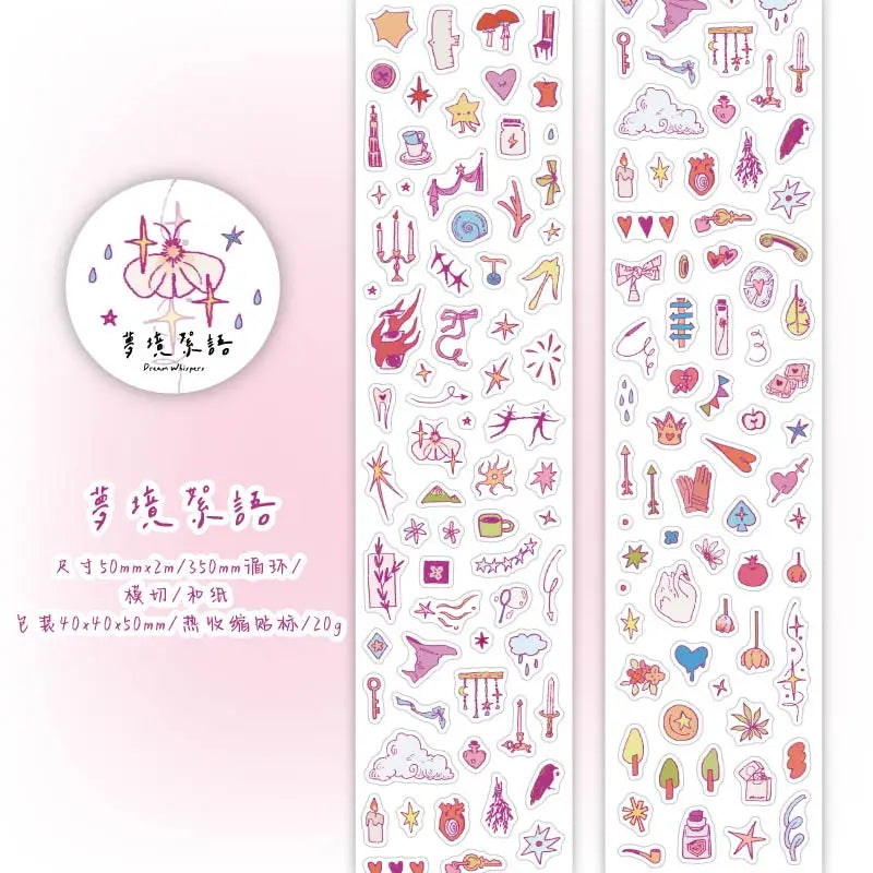 1 Roll Mini Doodle Theme Die-Cut Tape for Journal DIY Scrapbooking Collage Phone Case Notebook Decoration Qme 2