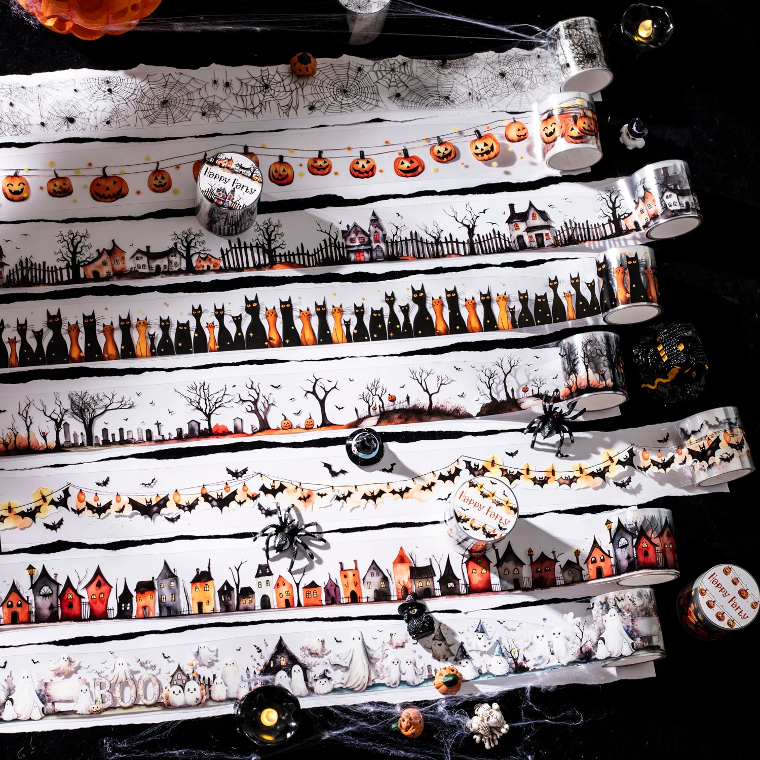 1Roll Halloween Gothic Party Celebration Washi Tape for Scrapbooking DIY, Collage Supplies, Phone Case Notebook Decor Qme
