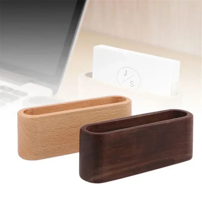 Wooden Business Card Holder Note Display Rack Office Supplies Qme