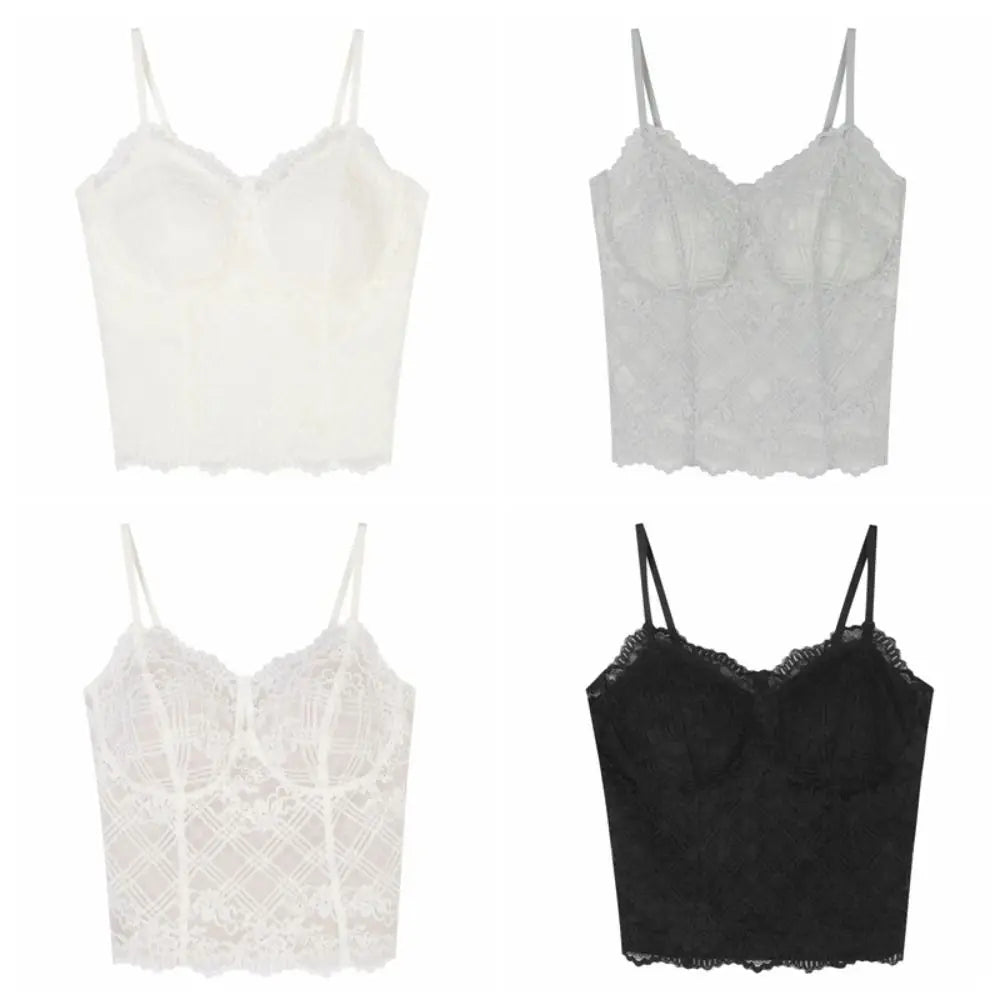 Fashion Fishbone Lace Camisole Transparent Slim Fit Corset Hollow Qme