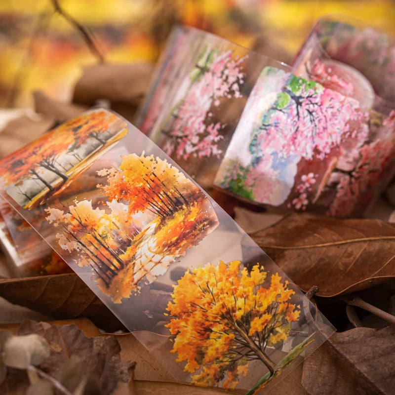 60mm*2m Forest PET Tape Collage Decor Junk Journal DIY Scrapbooking School Stationery Supplies Planner Aesthetics Masking Tapes Qme