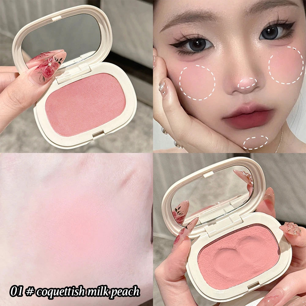 Single Color Blush Silky Texture High Color Rendering No Powder Feeling Low Saturation Long-lasting Natural Matte Blush Cream Qme 01