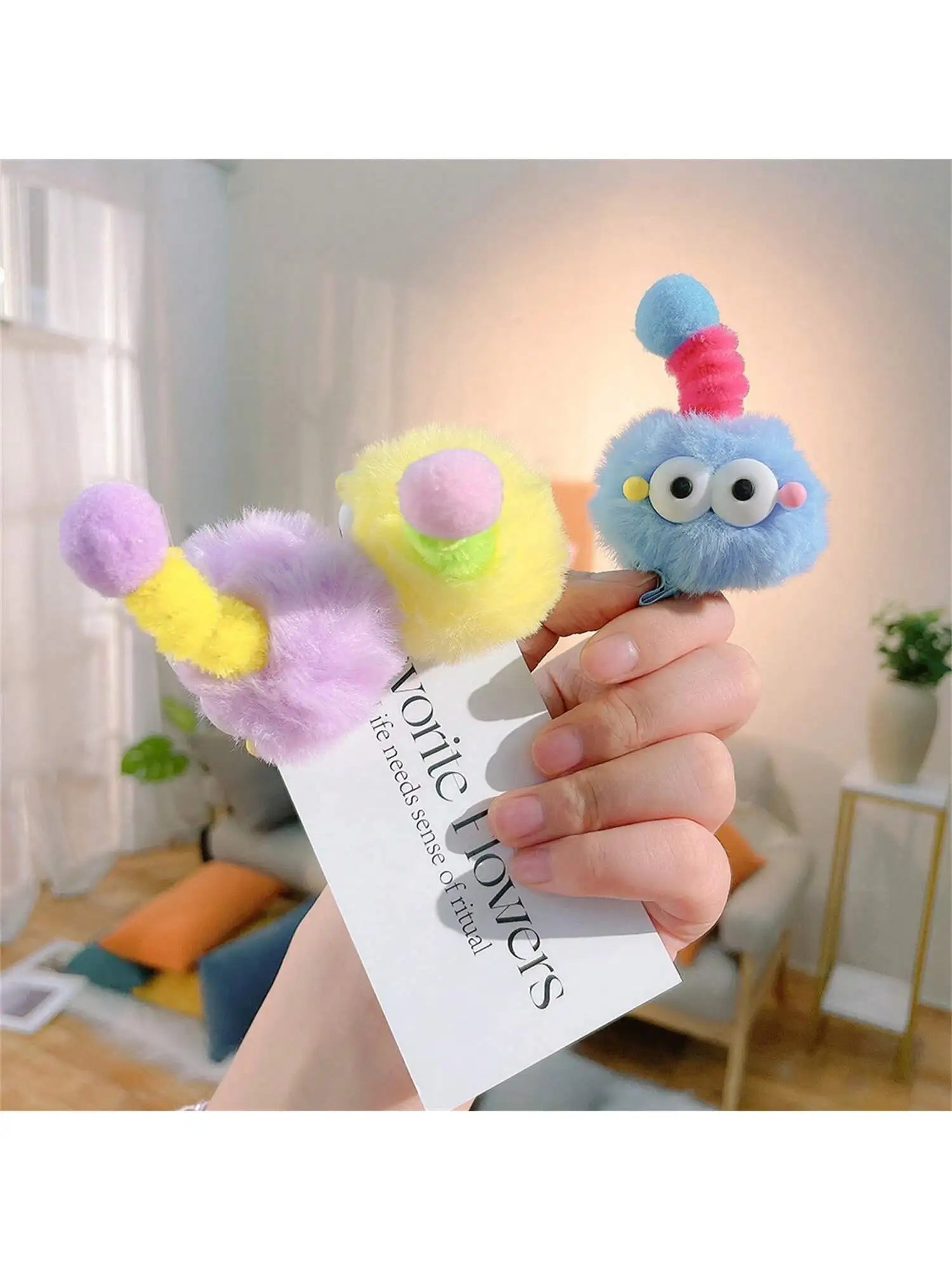 Women's Hair Clips Colorful Cute Furry Baby Coal Balls Soft Cartoon Qme