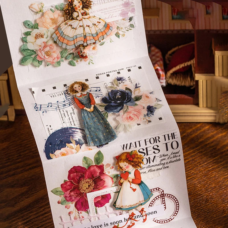 4 Bags Sweet Lolita Dress Girl Sticker Pack, Retro Victorian Style, Detailed Designs for Journal Scrapbooking & Crafts Qme