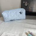 Silver Ballet Cute Bow Large Capacity Pencil Case Student Stationery Qme A3