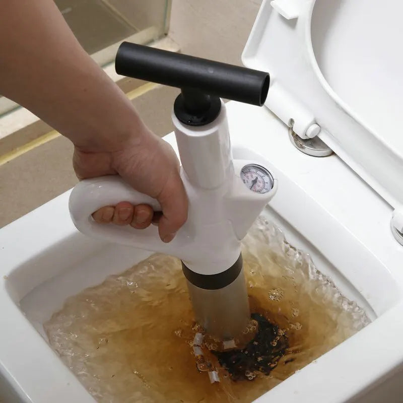 Stainless Steel Toilet Pipe Dredger Pneumatic Household High-pressure Dredging Tool Set Thickened Wall Cylinder Sturdy And Safe Qme