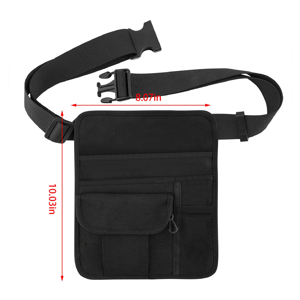 Black 5-pocket Apron Bag Waiter Waitress Restaurant Pocket Organizer Qme Black CN