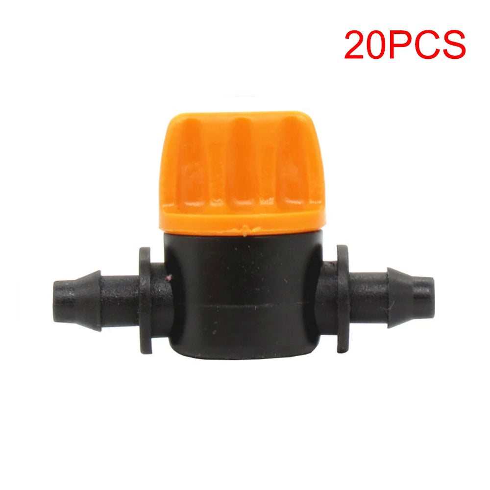 20PCS Pvc Pipe Through Valve Irrigation Double Barb Mini Valve Drip Irrigation Capillary Mini Switch Valve Qme