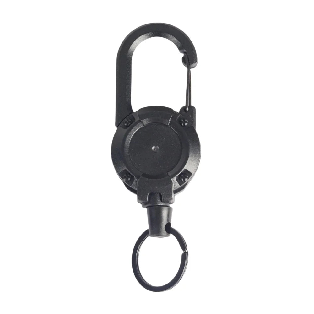 Heavy Duty Retractable Rope Carabiner Outdoor Steel Wire Rope Spring Key Chain Multi Functional Rebound Anti Loss Rope Buckle Qme Black