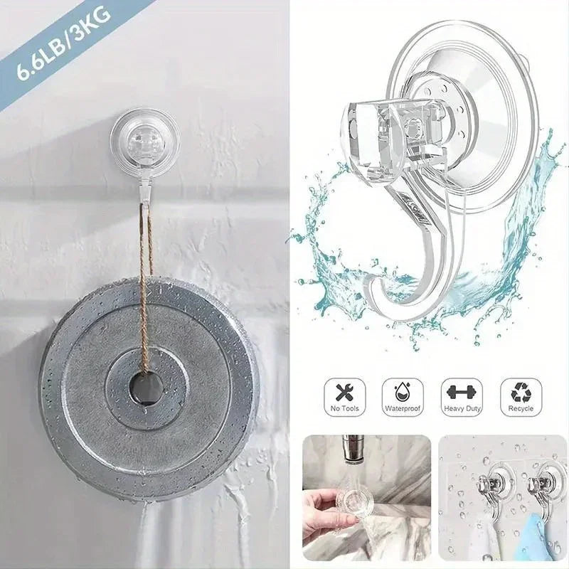 2pcs Suction Cup Hooks Clear Reusable Heavy Duty Vacuum Suction Cup Hooks Glass Kitchen Bathroom Hooks for Towel Qme