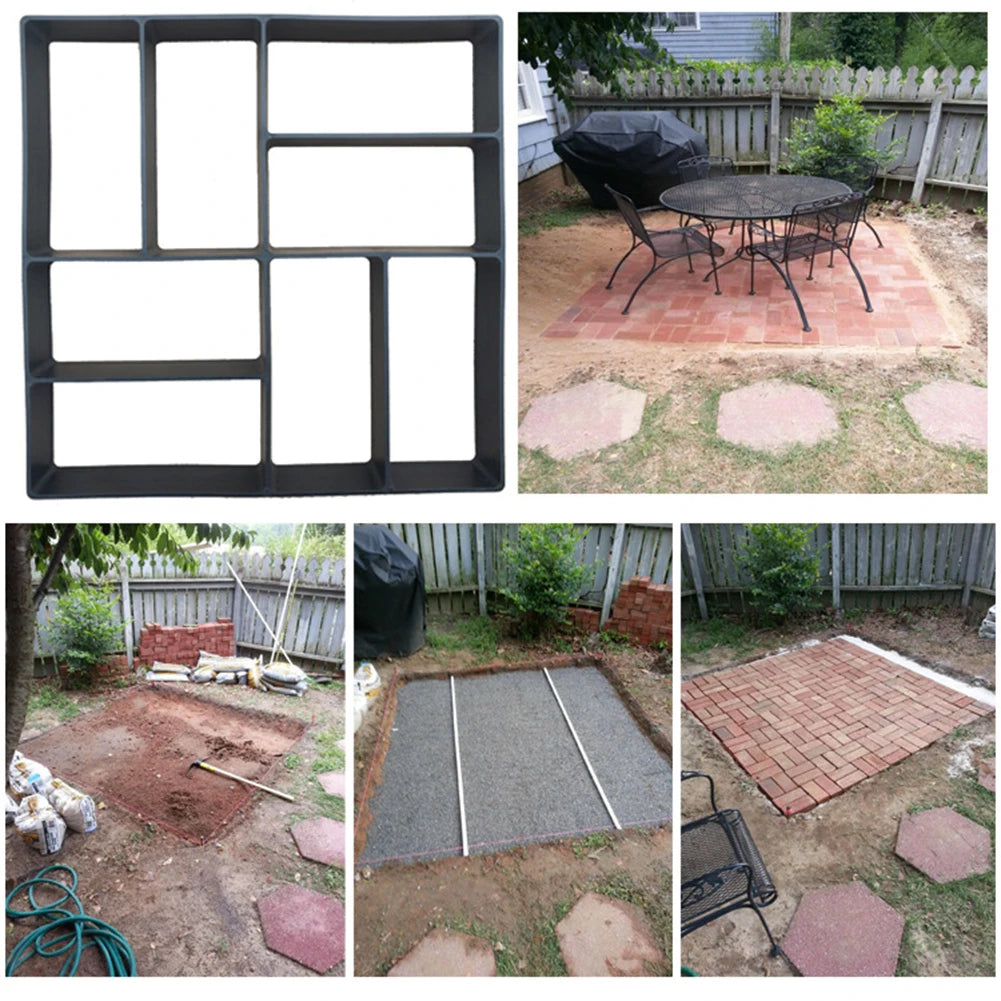 DIY Path Maker Paver Molds Stone Brick Concrete Mold Concrete Cement Walk Garden Path Paving Paver Reusable Patio Mold Maker Qme