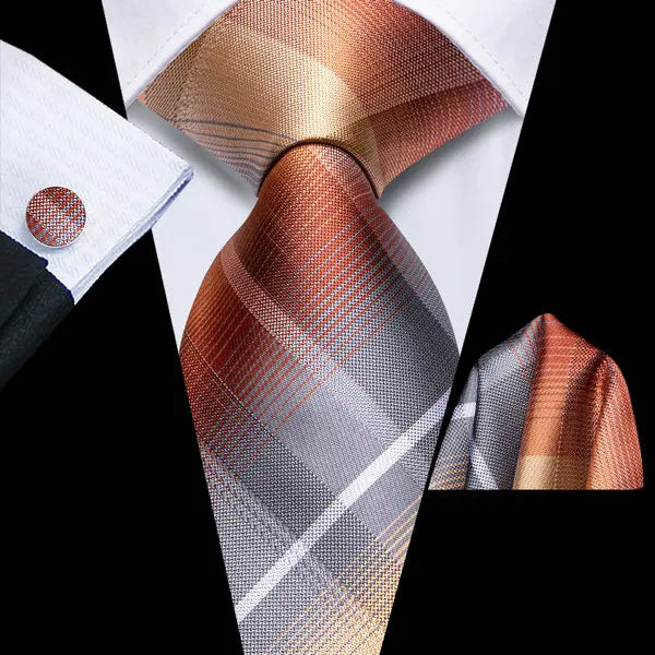 Professional Mens 3-Piece Suit Necktie Pocket Square Cufflinks Qme DPTH-HT-LDSN0202