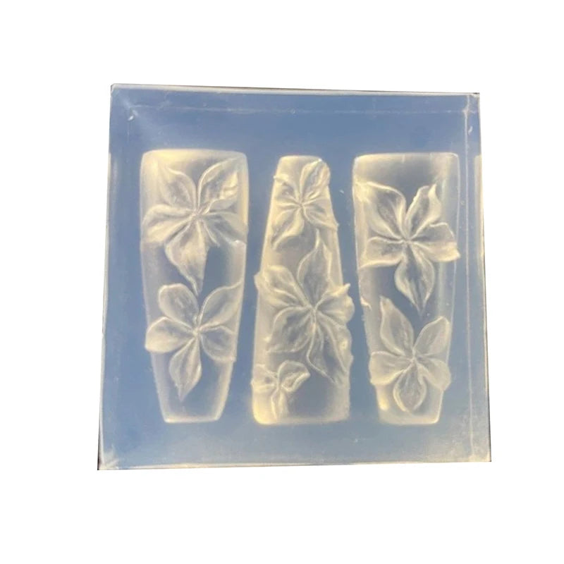 Nail Art Mold 3D Carving Curved Lily Flower Transparent Decorations Qme