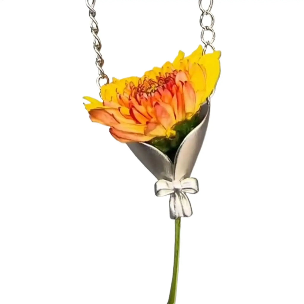 1pc Vase Necklace Fashion Neck Jewelry Flower Bouquet Pendant Chain For Girls Ladies Mothers Girlfriends Wives Holiday Birthday Qme