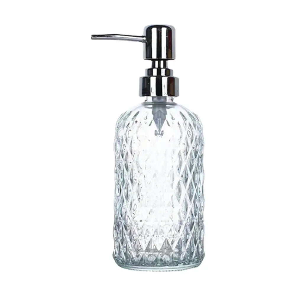 Glass Soap Dispenser Rust Proof Stainless Steel Pump Gem Patterned Qme F