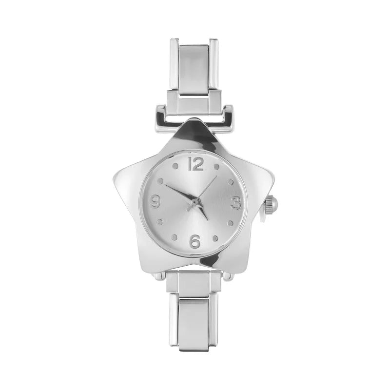 1 Piece Gold Retro Simple Men Women's Watch Stainless Steel Strap Watch Star Dial Casual Fashion Watch Suitable for Daily Wear Qme Style 17