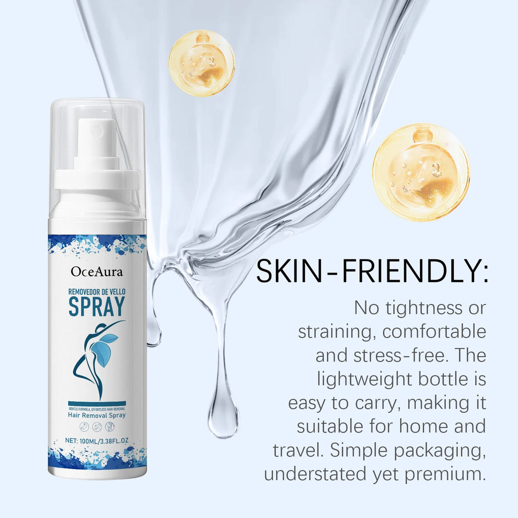 Oceaura Hair Removal Spray Painless Hair Depilatory Non-irritating Smoothing Skin Protecting Moisturizing Hair Growth Inhibitor Qme