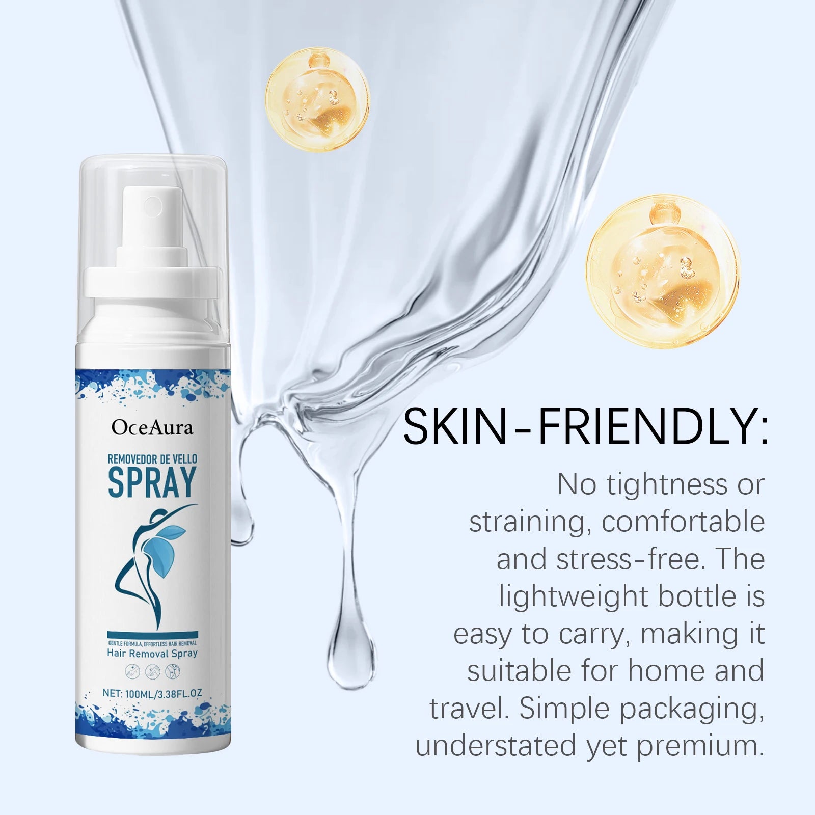 Oceaura Hair Removal Spray Painless Hair Depilatory Non-irritating Smoothing Skin Protecting Moisturizing Hair Growth Inhibitor Qme