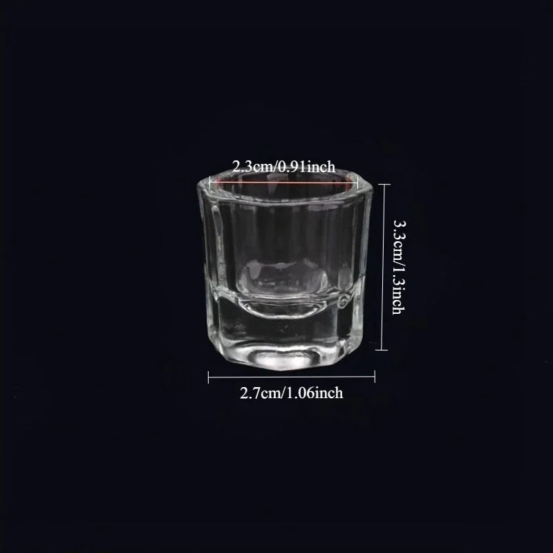 2 pcs Mini Glass Crystal Cup for Nail Art - Liquid Powder Dappen Dish Bowl Glassware Nail Art Tools Qme