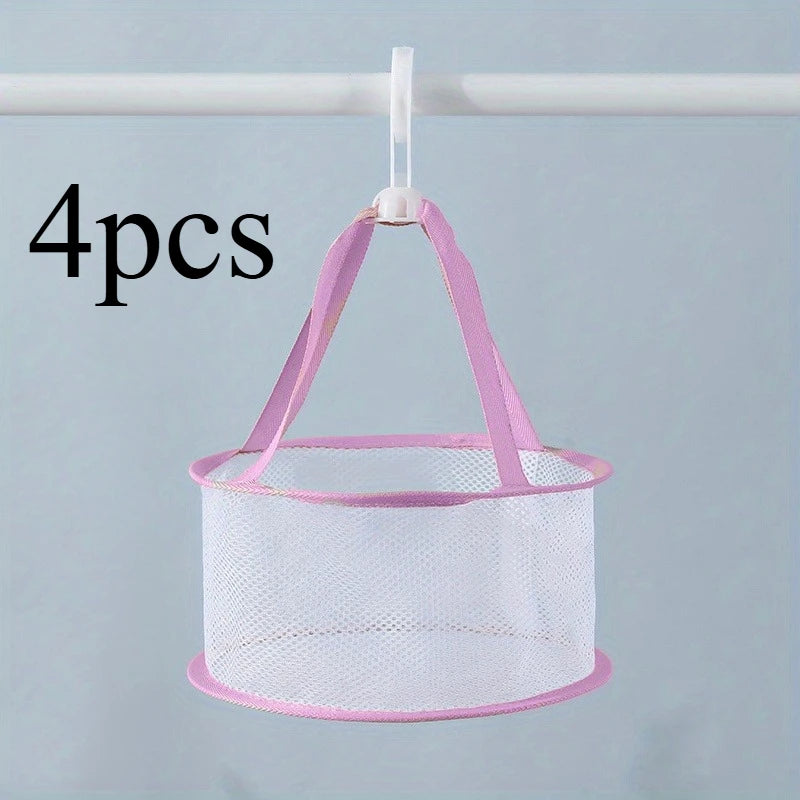 Mini Egg Drying Mesh Bag - Multi-Compartment Makeup Brush & Sponge Holder, Portable Drying Basket for Home Use, Qme Pink