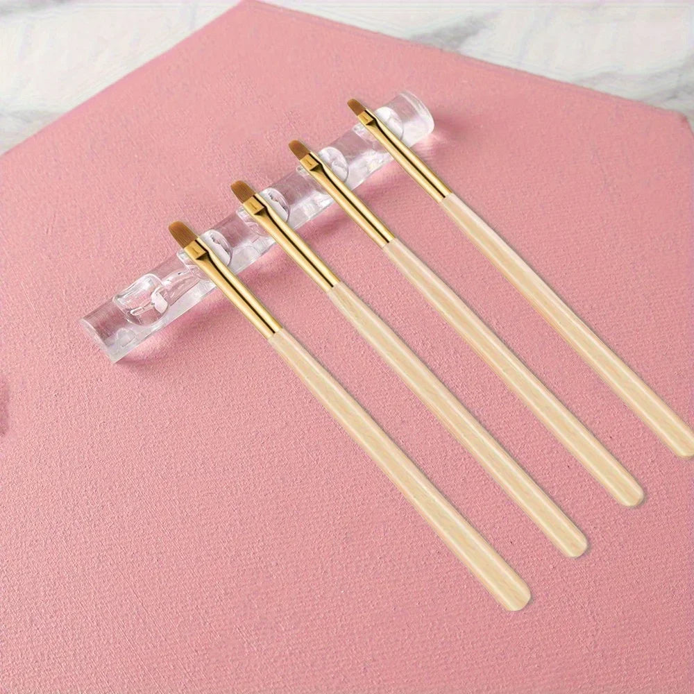 1pc 5grooves Brush Rack, Transparent Painting Pen Rest Holder, Acrylic Nail Art Brush Display Holder, Showing Tools Art Supplies Qme